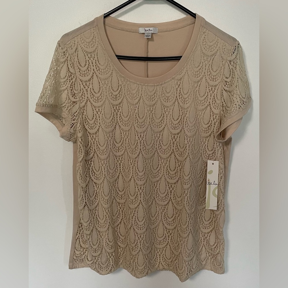 Isela Women’s Tan Short Sleeve Blouse Top